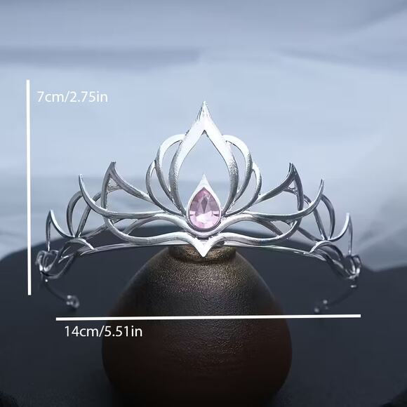 Elegant Queen Elf Silver & Pink Cosplay Costume Tiara Crown - Picture 2 of 2